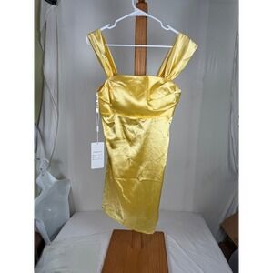 MINUSN Womens Yellow Satin Bustier Mini Dress Bodycon Cocktail Size 6 NWT